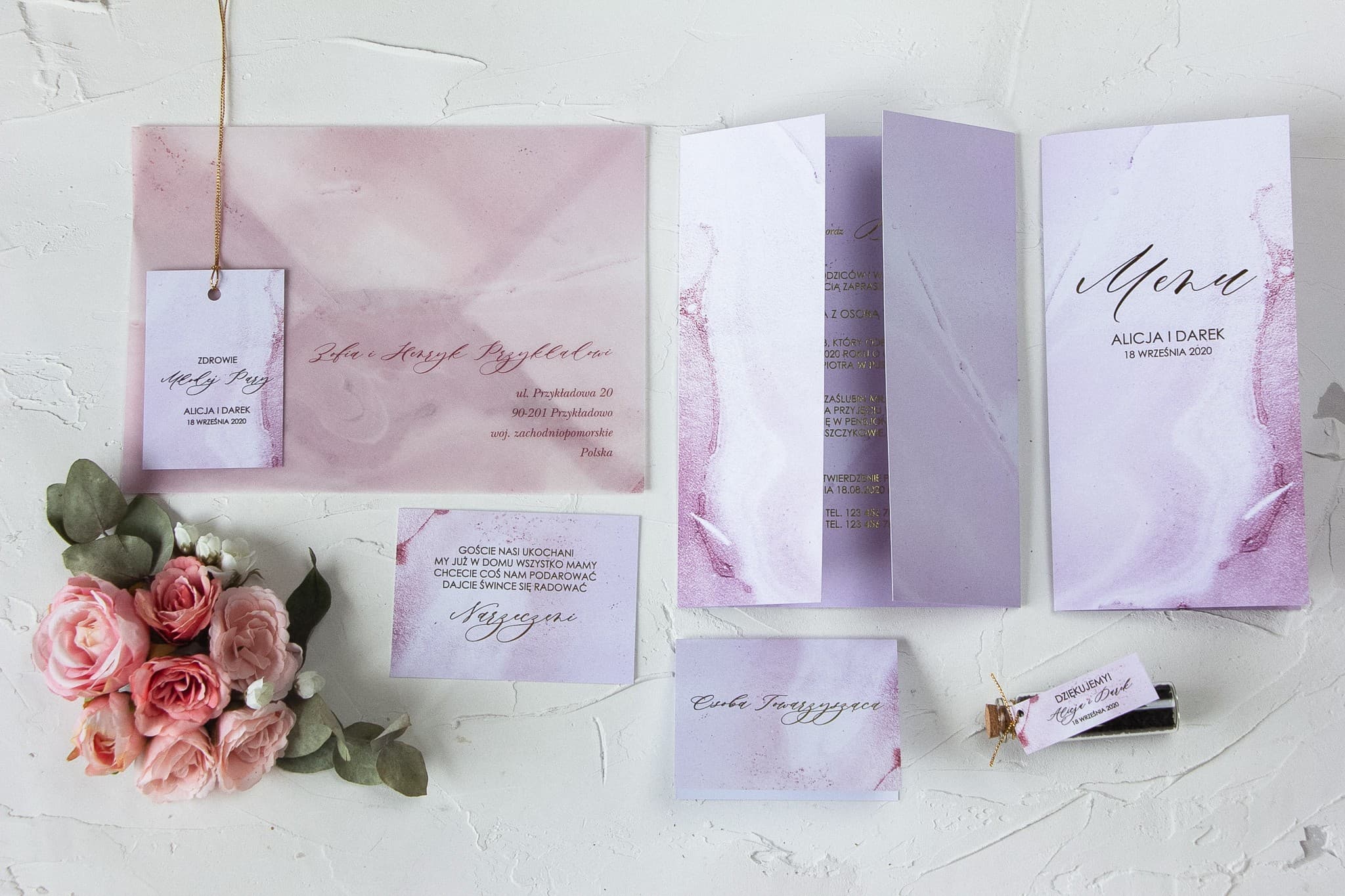 Glamour Style Wedding Invitation Samples with Marble Motif - Marble No. 2