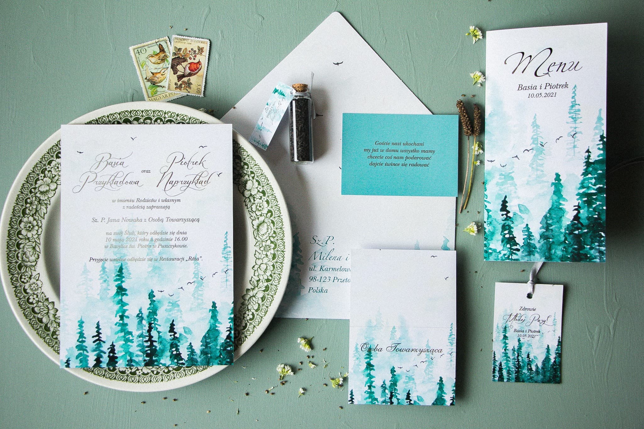 Wedding Invitation Samples Pastel No. 7 – Silver Forest