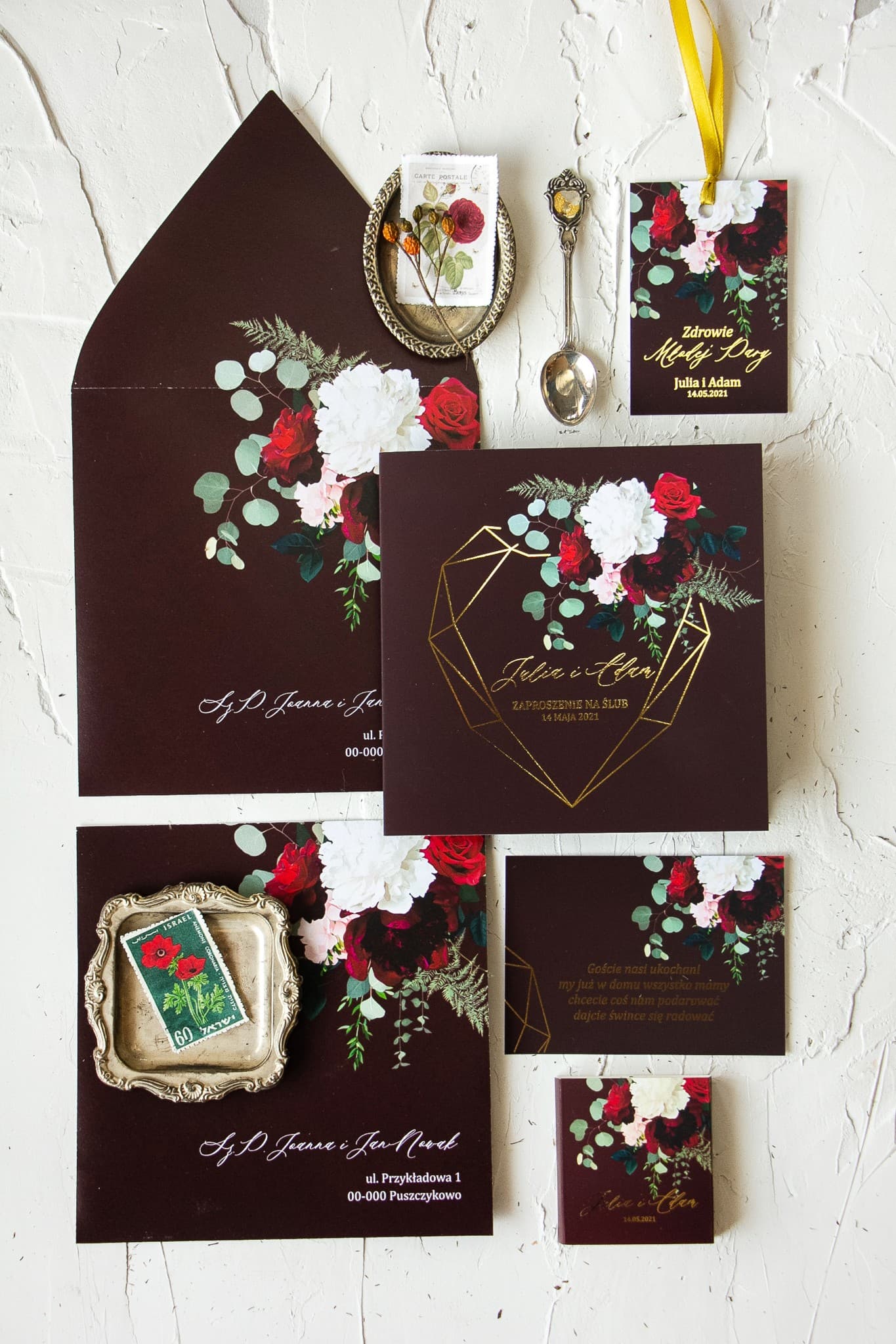 Szafirowe No. 9 Wedding Invitations – Glamour and Gold Heart