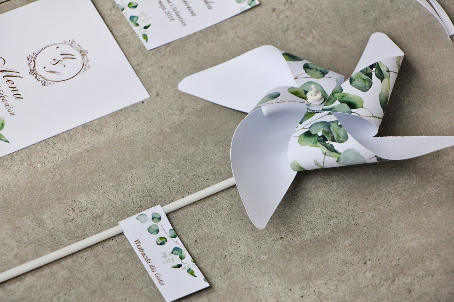 Eucalyptus Wedding Pinwheels, Personalized Wedding Favours | Sorento No. 9