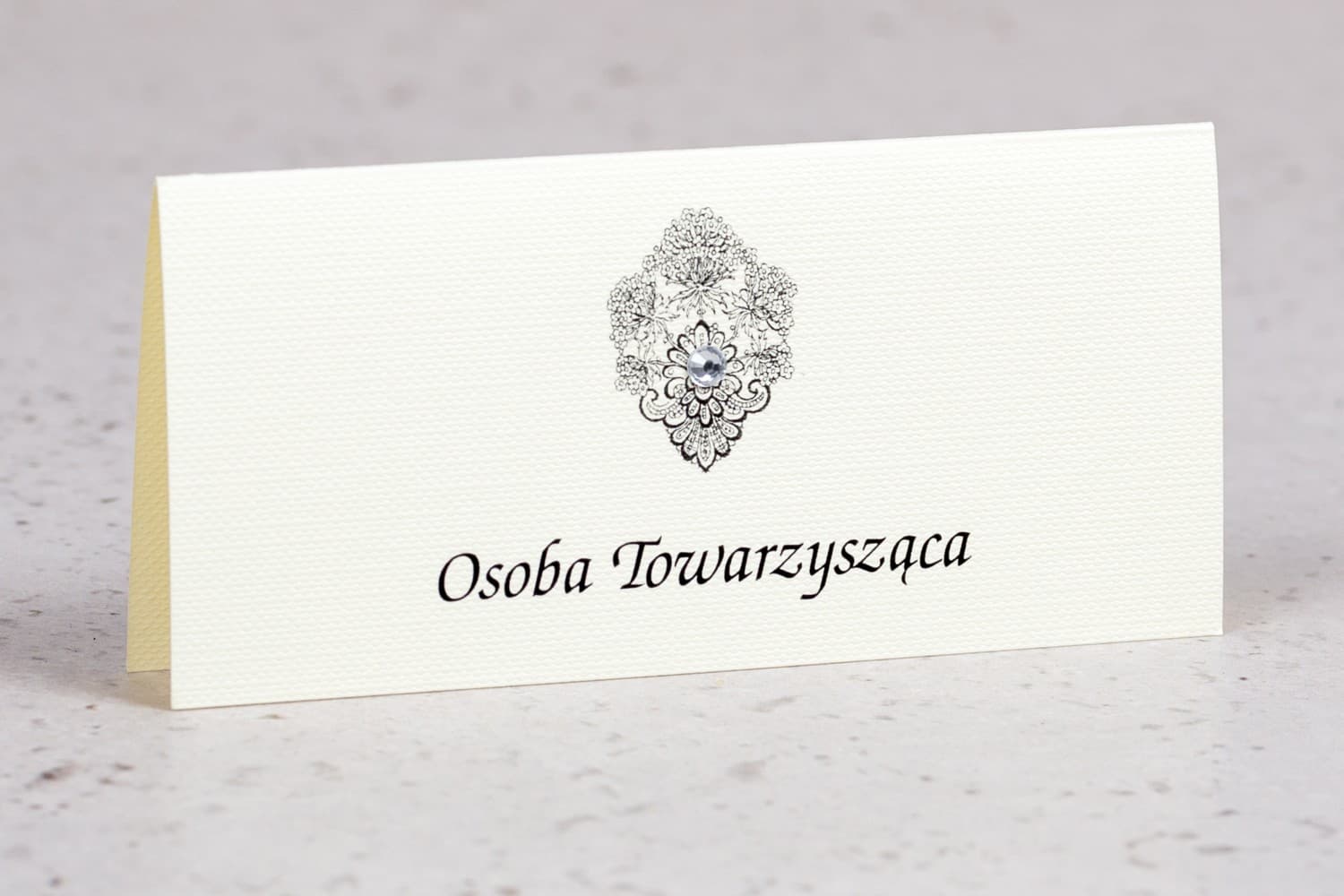 Moreno No. 6 Wedding Place Cards – Table Name Cards with Ornament and Cubic Zirconia