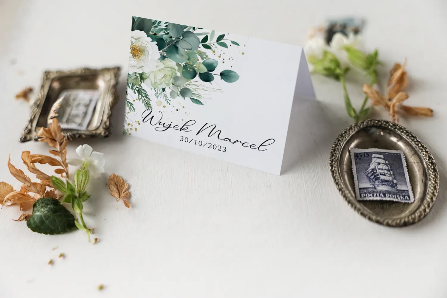 Impresja No. 9 Wedding Place Cards – Botanical Eucalyptus Table Cards