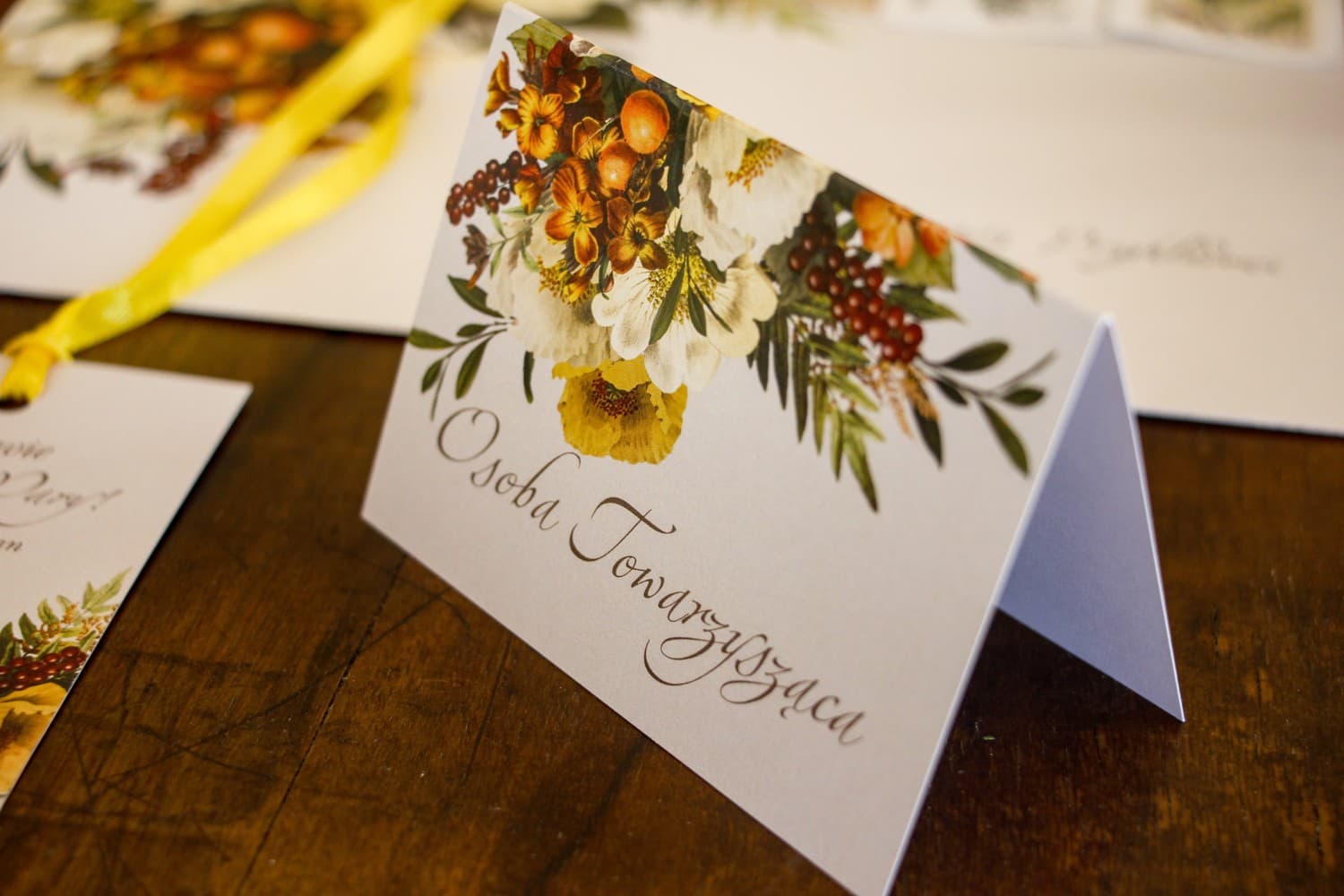 Ethereal No. 1 Wedding Place Cards – Table Name Cards with Subtle Floral Motif