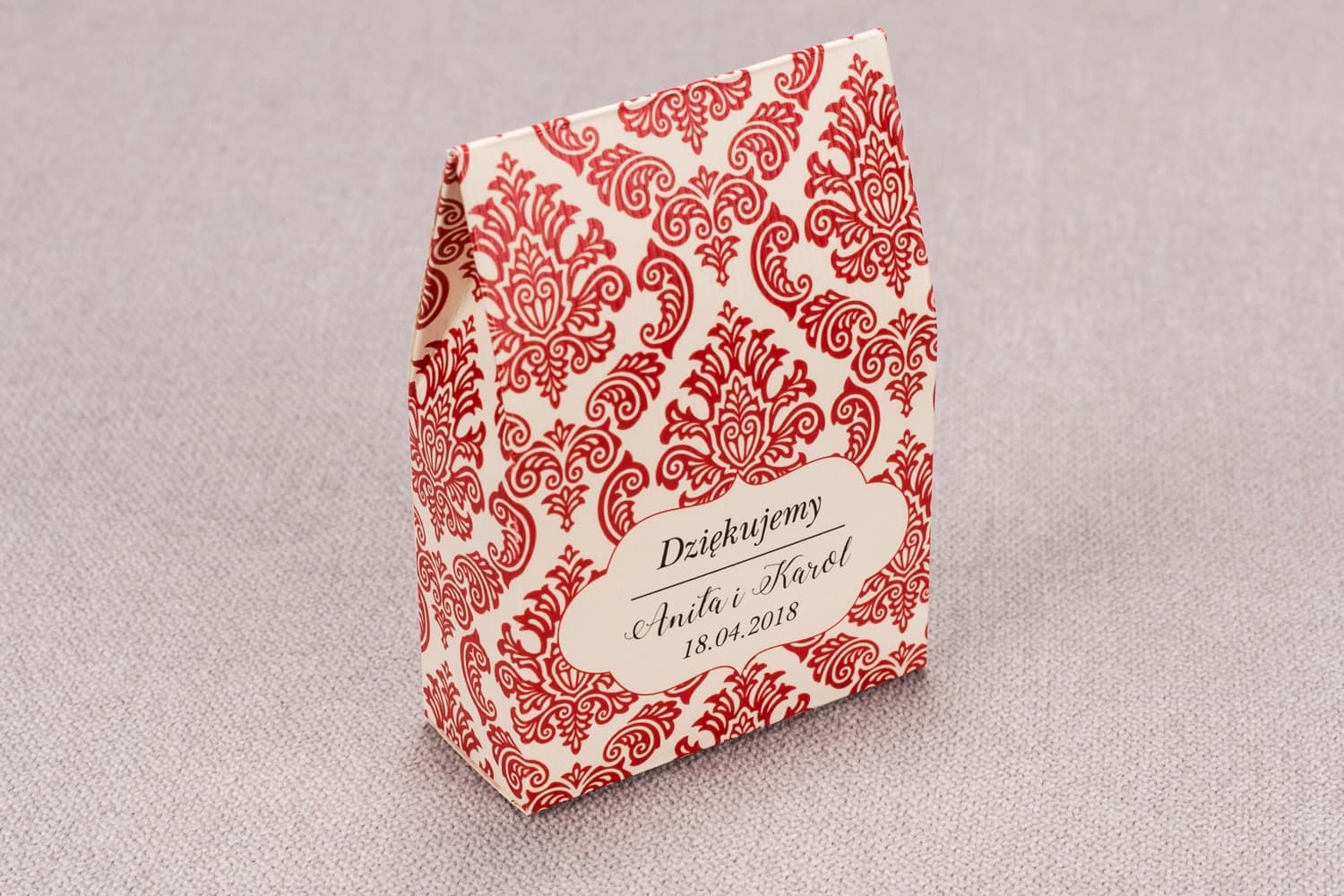 Personalized Favour Boxes with Red Ornament | Wedding Favours | Madras No. 5