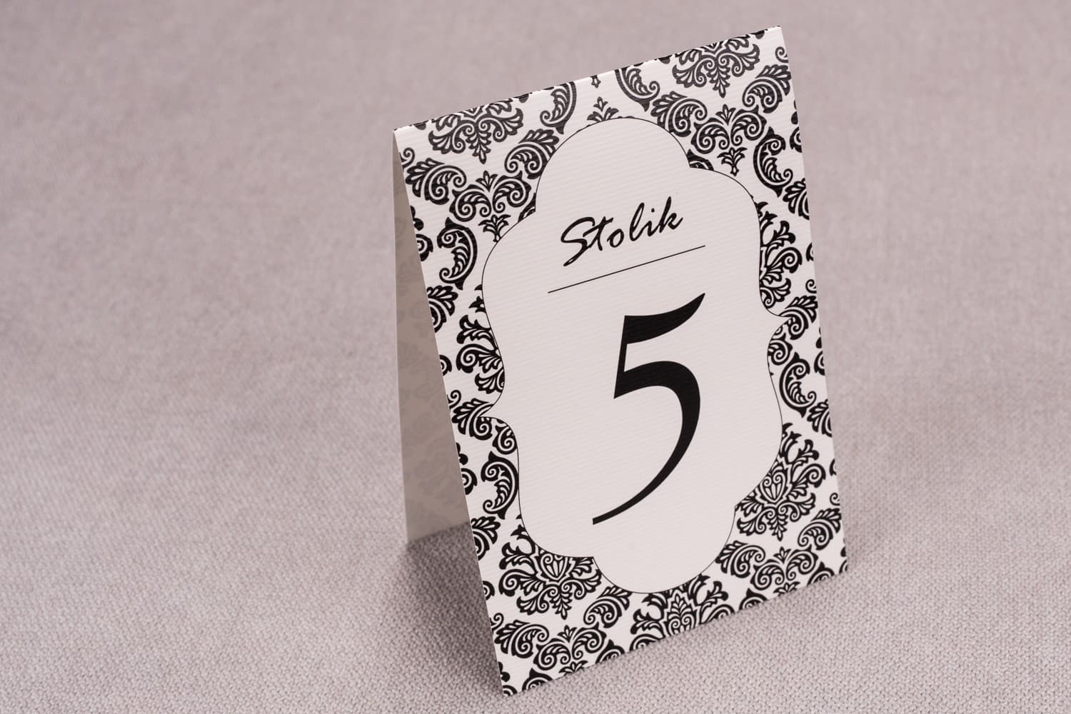 Elegant Wedding Table Numbers with Black Ornament | Classic Standing Table Cards | Madras No. 1