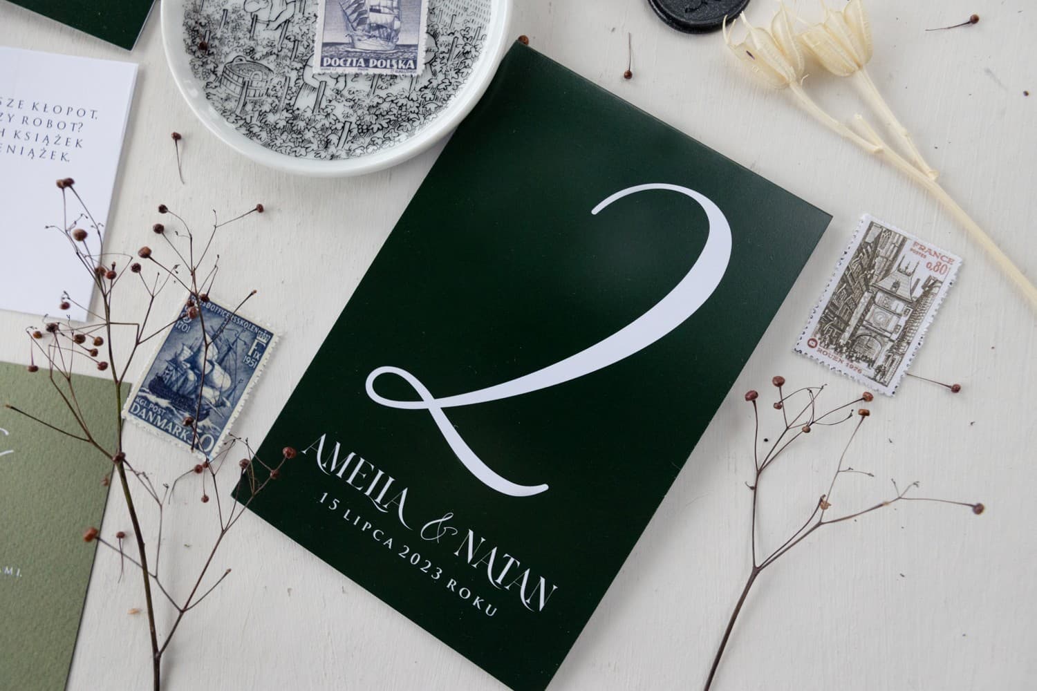 Elegant Bottle Green Wedding Table Numbers | Freestanding Satin Paper Table Cards | Magnolia No. 2