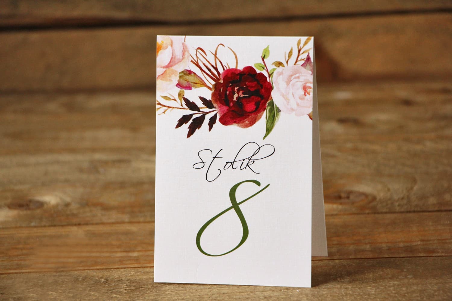 Peony Wedding Table Numbers, Burgundy and Pink | Floral Wedding Table Stationery | Painted Flowers No. 29