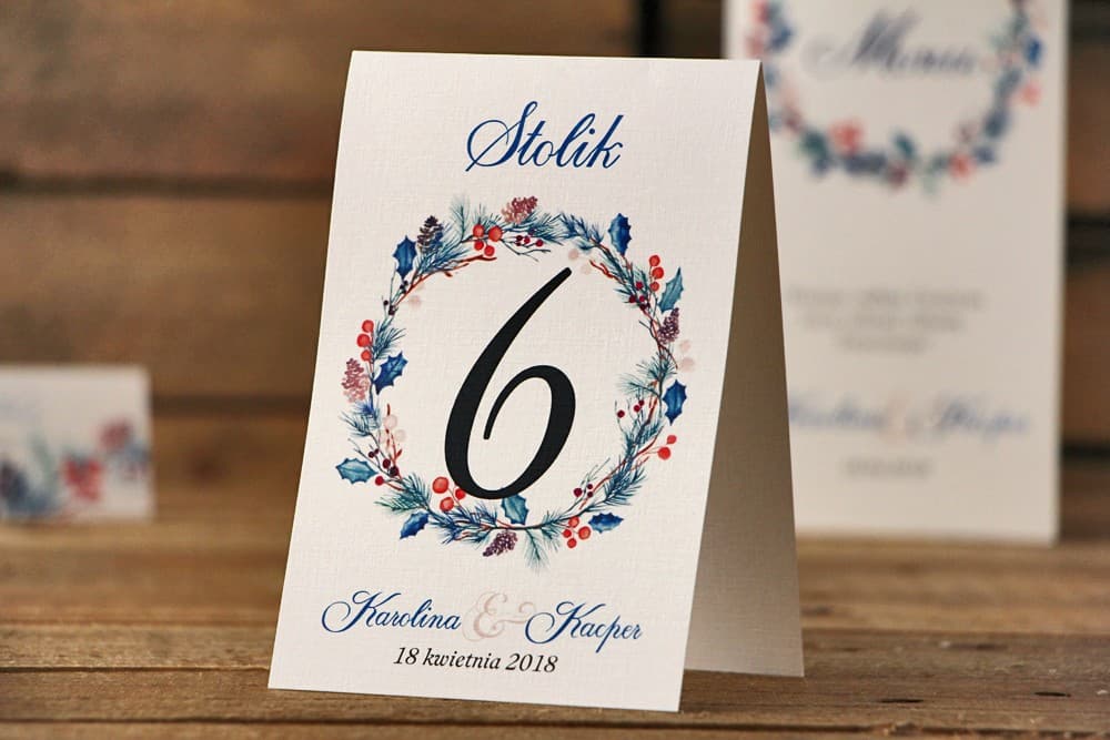 Winter Wedding Table Numbers with Watercolour Branches | Elegant Table Decor | Watercolours No. 15