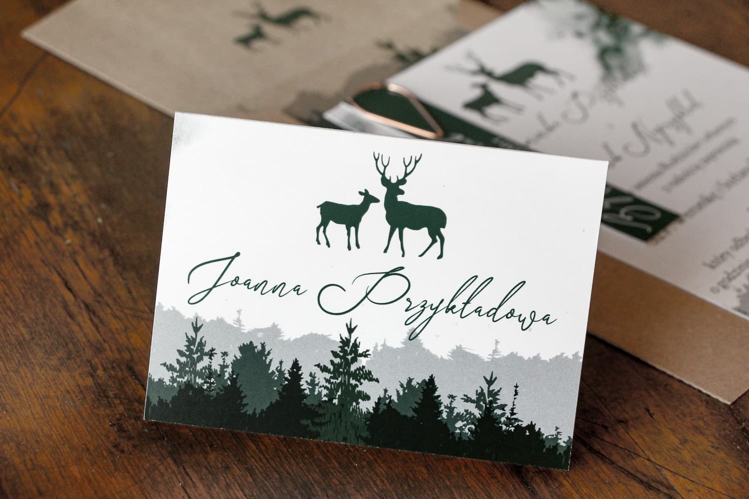 Delize No. 1 Wedding Place Cards – Rustic Deer Motif Table Name Cards