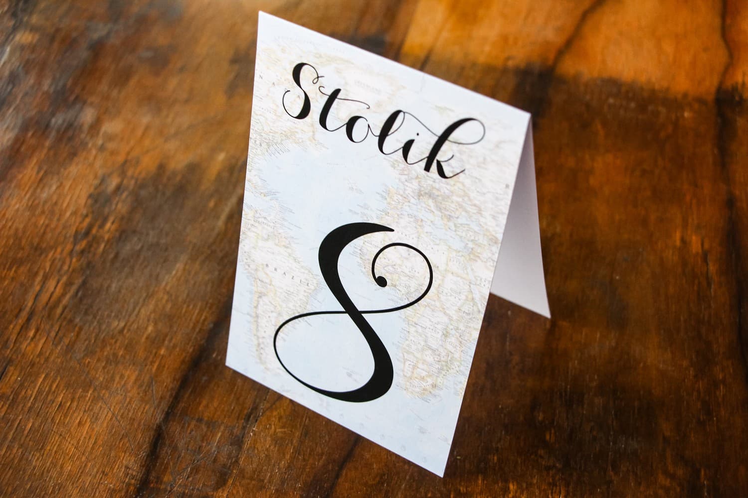World Map Wedding Table Numbers | Travel Theme Wedding Stationery | Map of Feelings No. 3