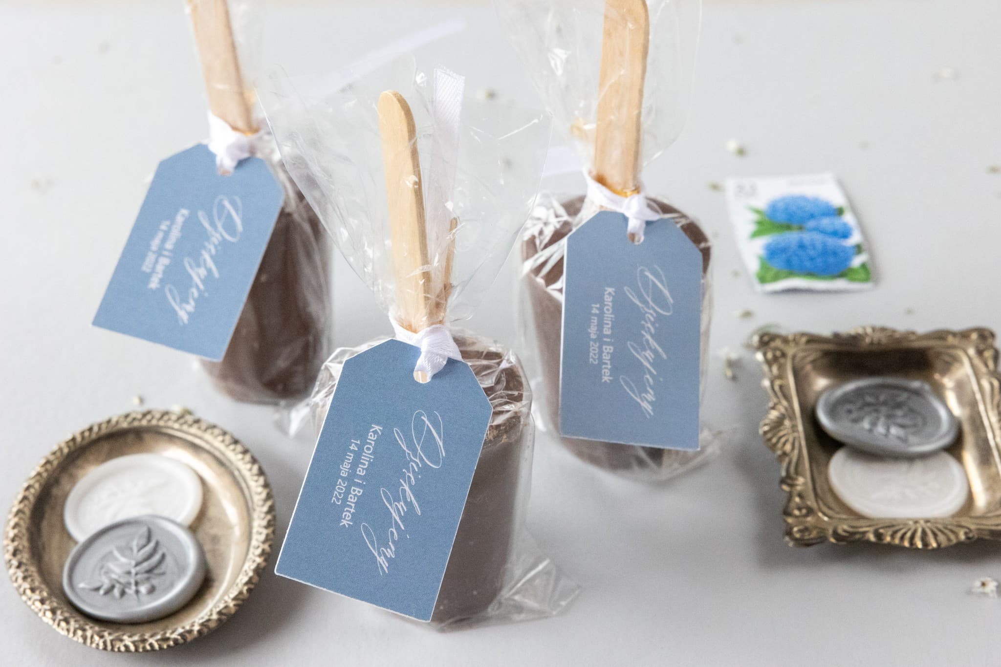 Czekolada na patyku do picia, ręcznie robiona | Słodkie podziękowania dla gości weselnych | Nefryt nr 2