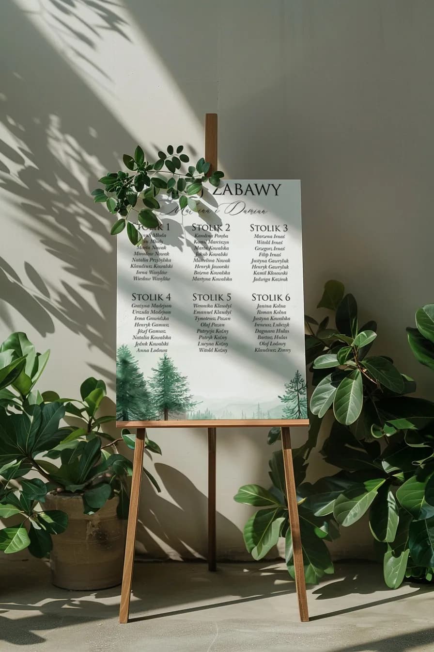 Plan Stołów Weselnych Akwarelowe Różowe Kwiaty | Tablica Rozmieszczenia Gości | Impresja nr 8