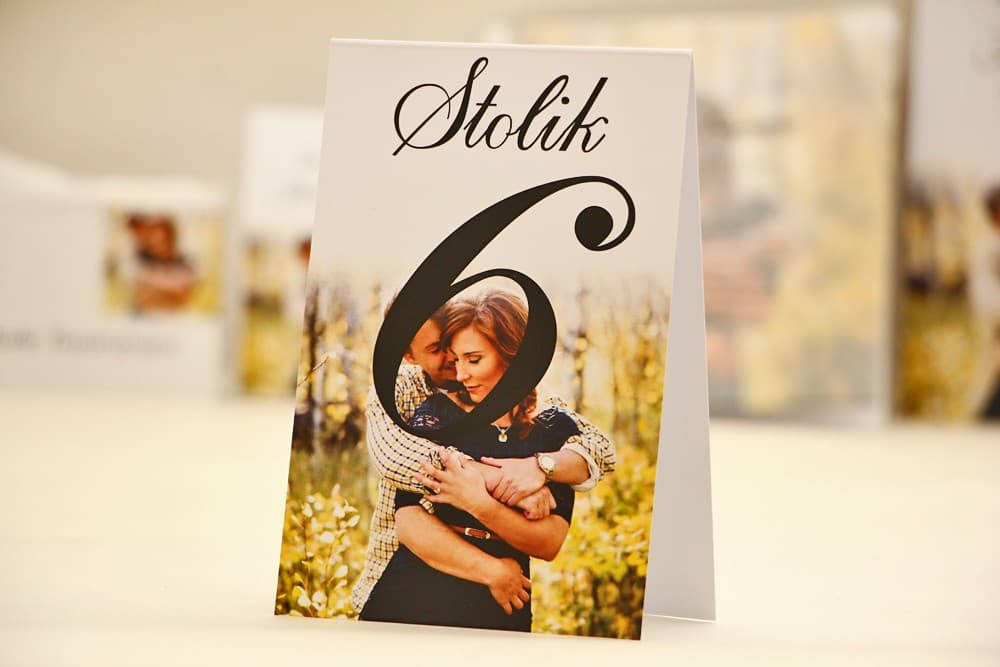 Numery na stół weselny z Twoim zdjęciem, stojące | Personalizowane numerki na stoły | Elegant nr 22