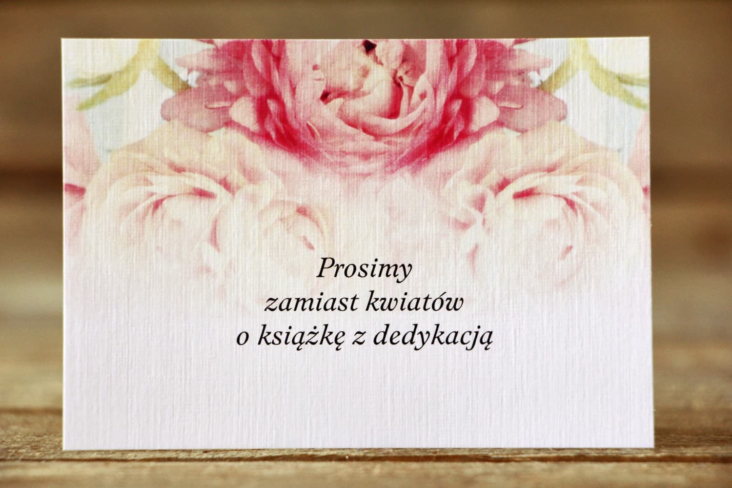 Bileciki do Zaproszeń Ślubnych Piwonie | Wkładki z prośbą o pieniądze i RSVP | Malowane Kwiaty nr 9