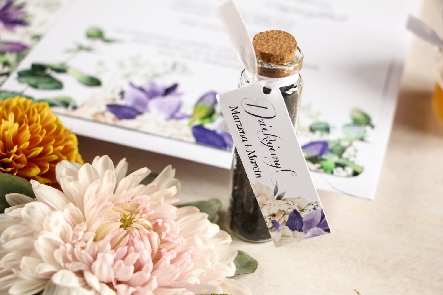 Podziękowania dla Gości Herbata w Fiolce z Przywieszką | Eleganckie Upominki Weselne | Aurum nr 1