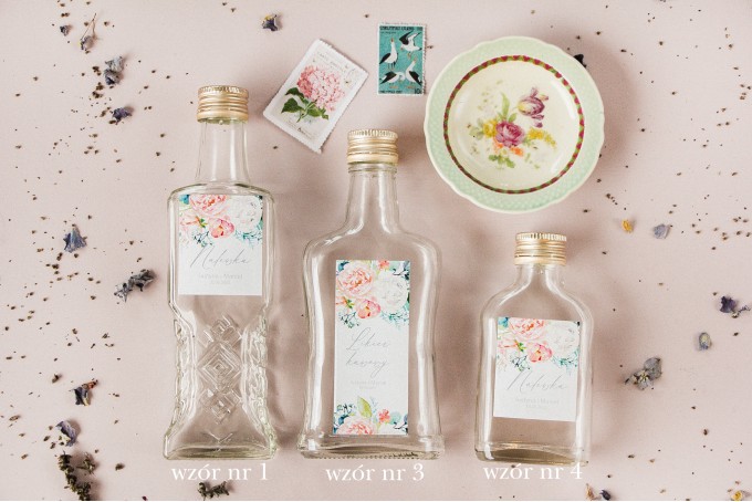 Butelki na nalewki z kolekcji Soft - Podziękowania dla Gości Weselnych