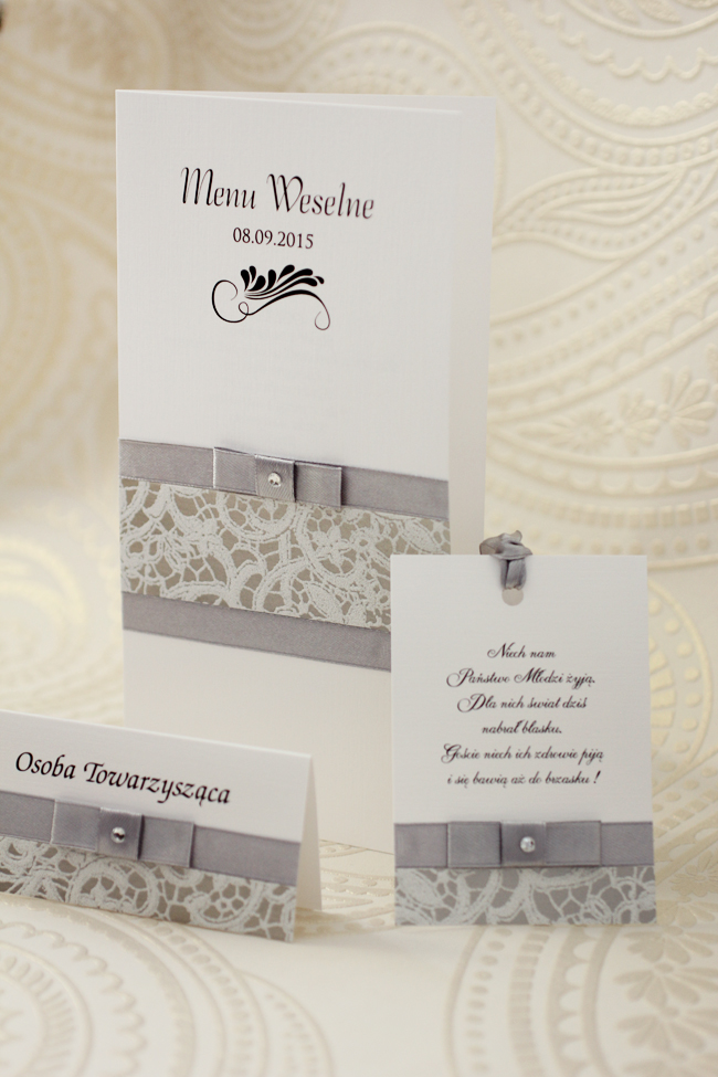 Piękne, klasyczne dodatki weselne w tonacji szaro-srebrnej od Amelia-Wedding.pl